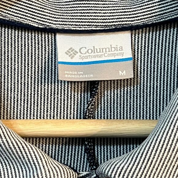 MEN'S BLUE GRAY POLO - COLUMBIA - SHORT SLEEVE - SIZE M Two Tone Striped - Picture 2 of 9